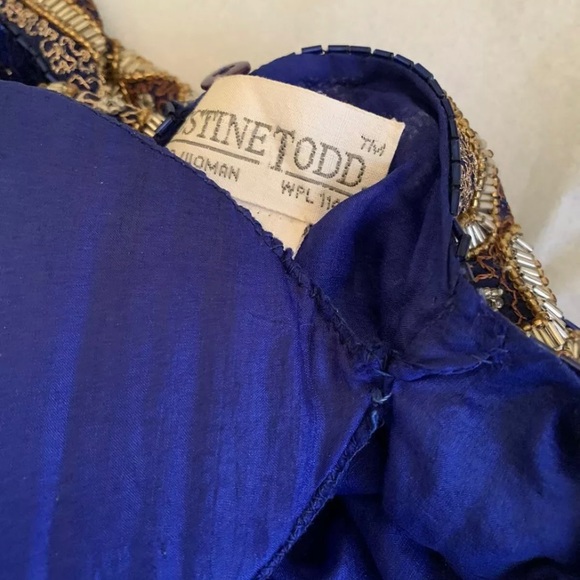 Vintage Justine Todd Blue Sequin Silk Top- Medium - Picture 8 of 9